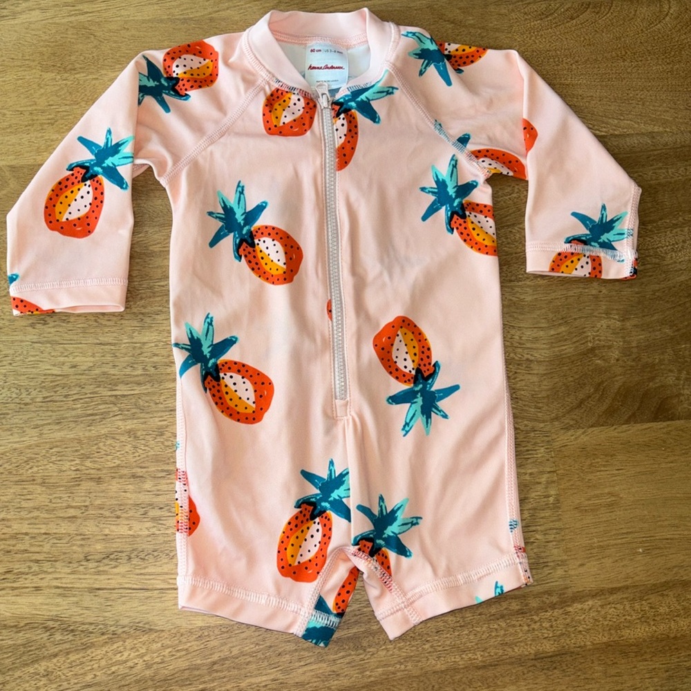 Hanna Andersson Pink Rashguard with papaya Print